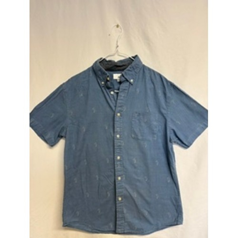 Sonoma Goods for Life Boys Blue Seahorse Beach Button Down Shirt Medium Casual